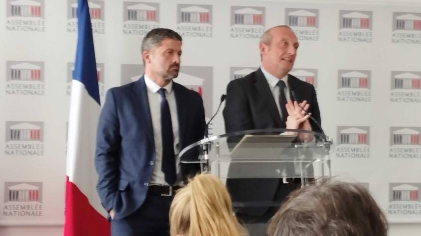 Le député nationaliste de Haute-Corse Jean-Félix Acquaviva, président de cette commission et le député Laurent Marcangeli (Horizons)