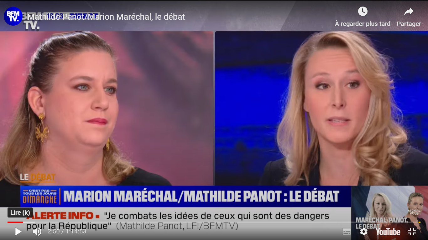 Débat Maréchal-Panot sur BFMTV : inédit, une femme l'emporte contre un  robot - Boulevard Voltaire
