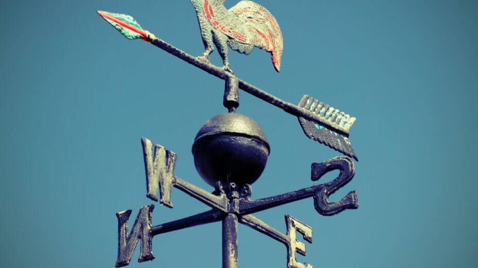 Weathervane,Also,Called,Weathercock,With,Vintage,Effect,And,Blue,Sky