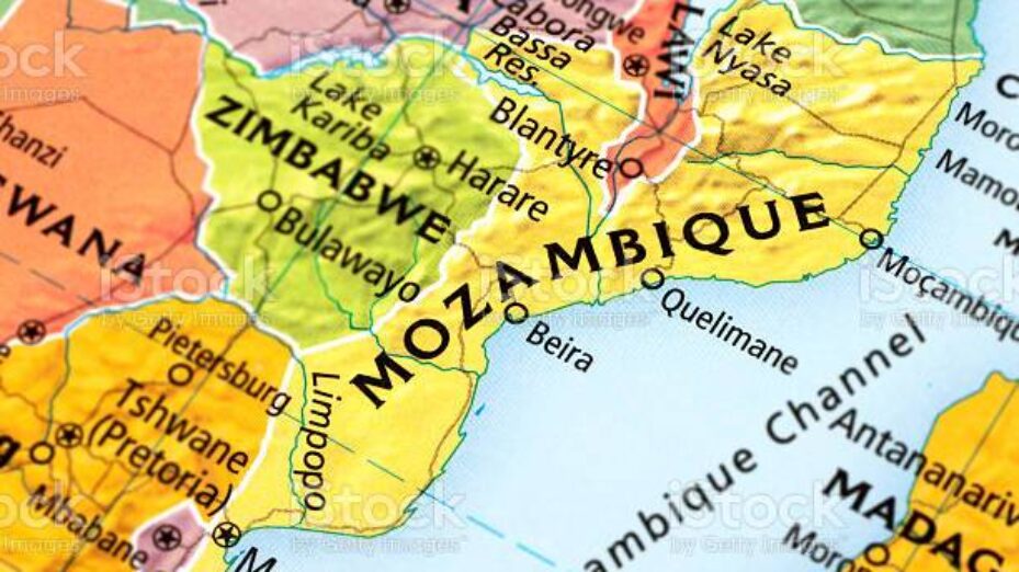 Map of Mozambique. A detail from the World Map.