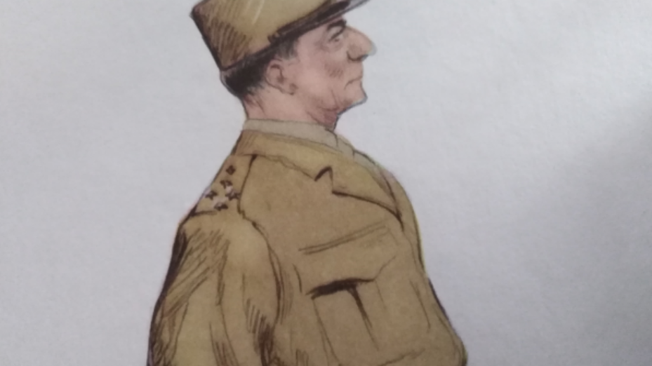 Le général de Lattre de Tassigny, aquarelle de Siss