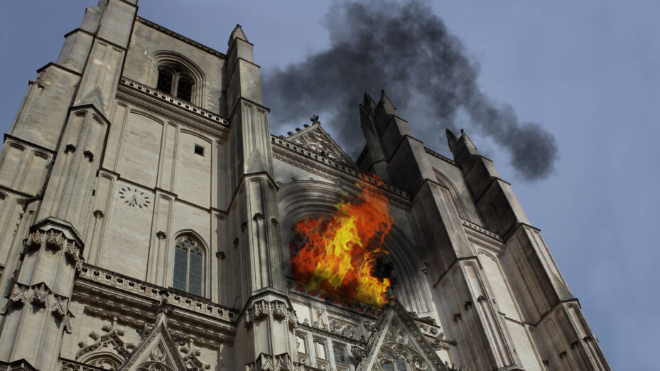 Photo,Manipulation,About,Nantes,Chatedral,(france),Burning