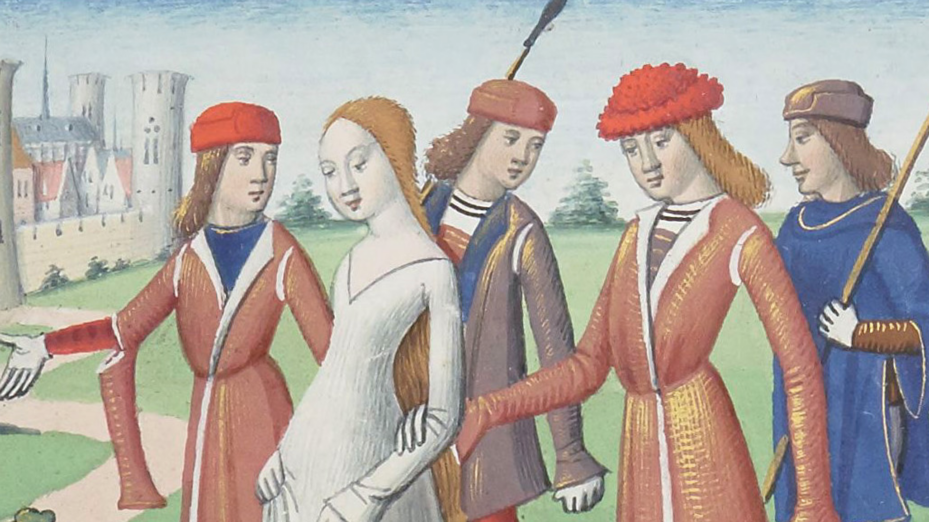 Jeanne d’Arc conduite à Chinon (Les vigiles de Charles VII, vers 1484). © BnF