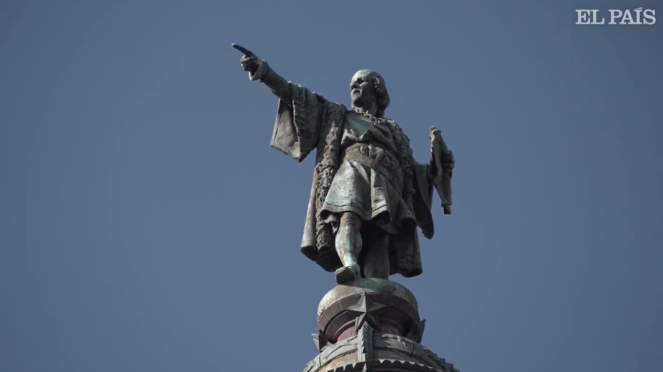 Statue de C. Colomb à Barcelone (capture d'écran)