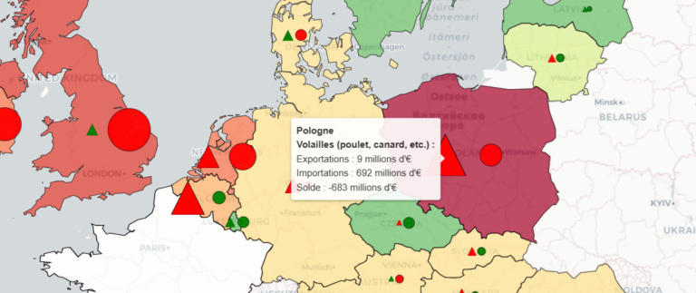 Gros plan sur notre carte interactive des échanges de viande 2024 de la France