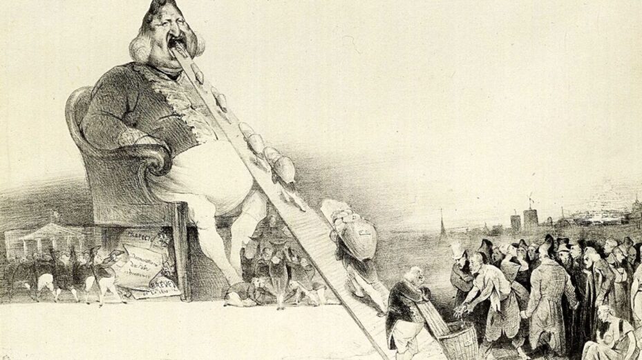 daumier-gargantua_1 "Gargantua", dessin de Daumier (1831) dénonçant l'impôt. © BnF