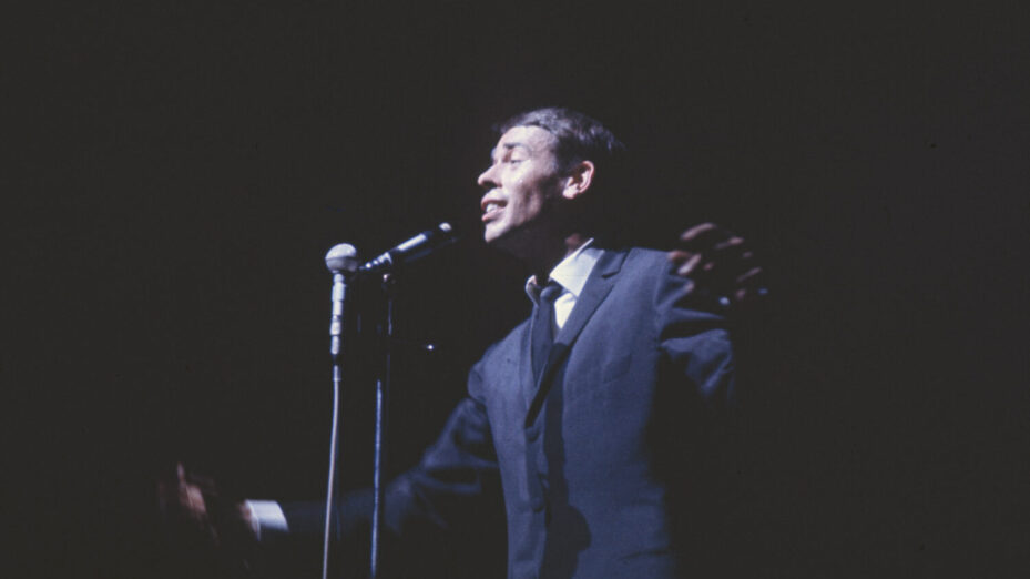 Jacques Brel a l'Olympia, en 1967 - Credit: Marc Garanger / Aurimages (Photo by Marc Garanger / Aurimages via AFP)