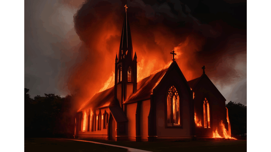 Saint-Omer dans le Pas-de-Calais : nouvelle église en flammes