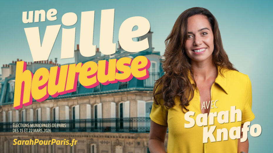 Affiche officielle de Sarah Knafo, candidate aux municipales à Paris