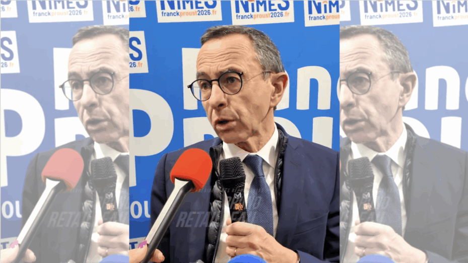 Bruno Retailleau en visite à Nîmes. Capture écran Objectif Gard.