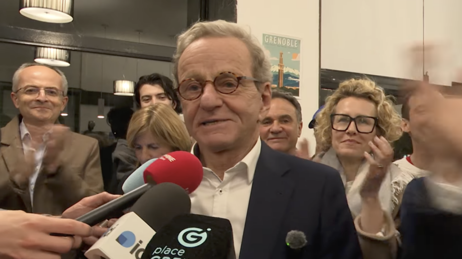 Alain Carignon à l'annonce des résultats du 15 mars. Capture d'écran Place Gre'Net.