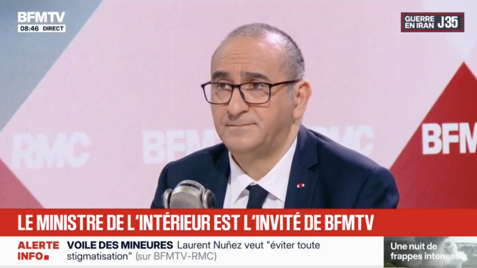 Laurent Nunez. Copie écran BFM TV