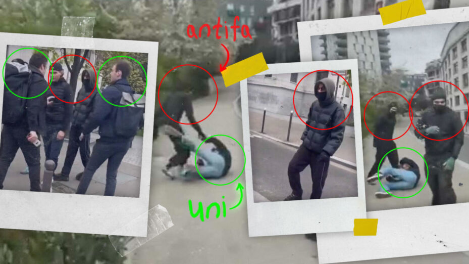 Les antifas agressent des militants de l'UNI le 03/04 -Photomontage BV
