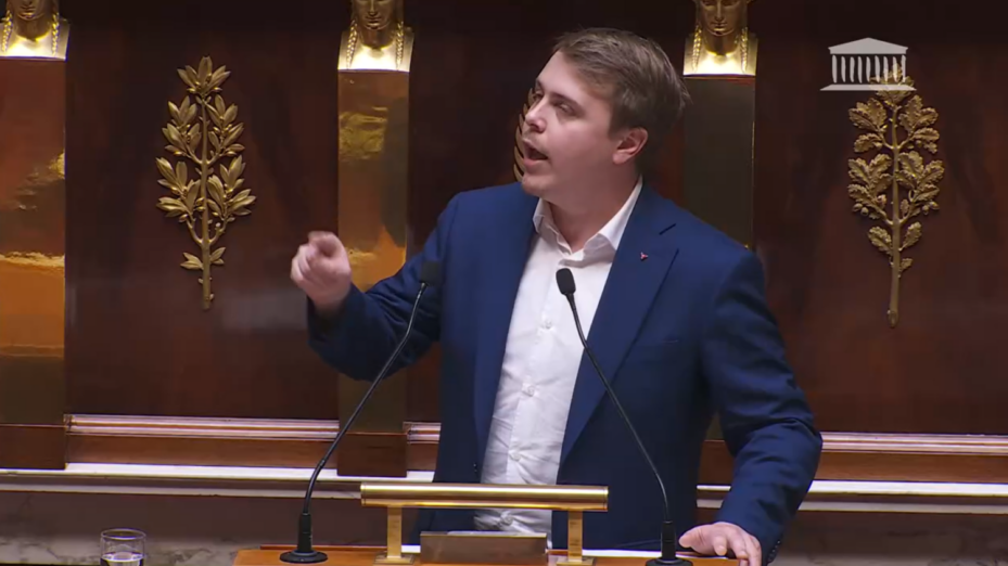 Louis Boyard, député du Val de Marne, le 9 avril à l'Assemblée nationale. Capture écran LCP