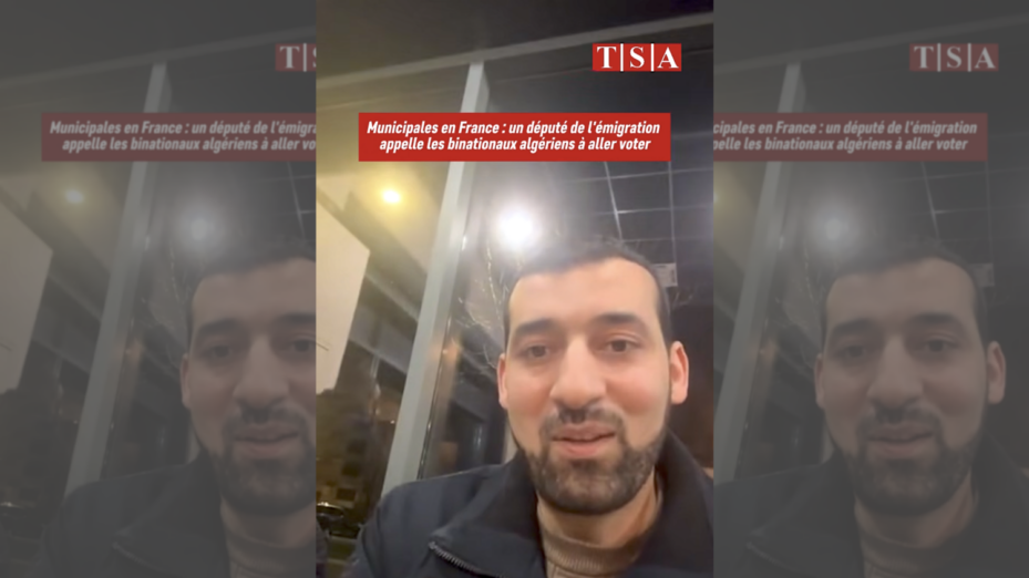Video du député de l'émigration Tawfik Khedim appelant sur Facebook les binationaux algériens à aller voter aux municipales en France. Capture d'écran TSA