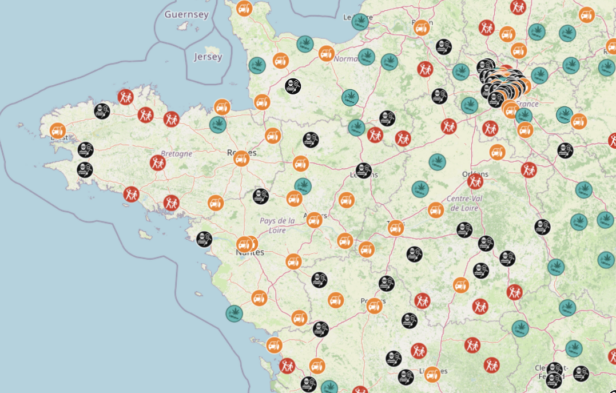 Carte 2023-20225 de la délinquance communale en France