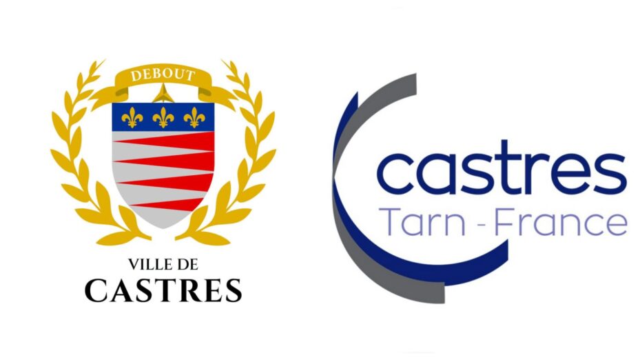 Nouveau blason et ancien logo de la ville de Castres.